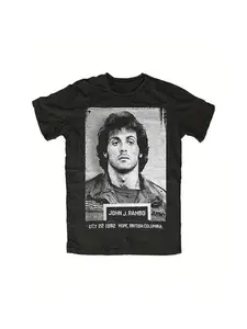 Men's John Rambo Theme T-shirt - Iconic Movie Pattern Retro Men's  T-shirt Summer Unisex Casual  Soft and skin friendly