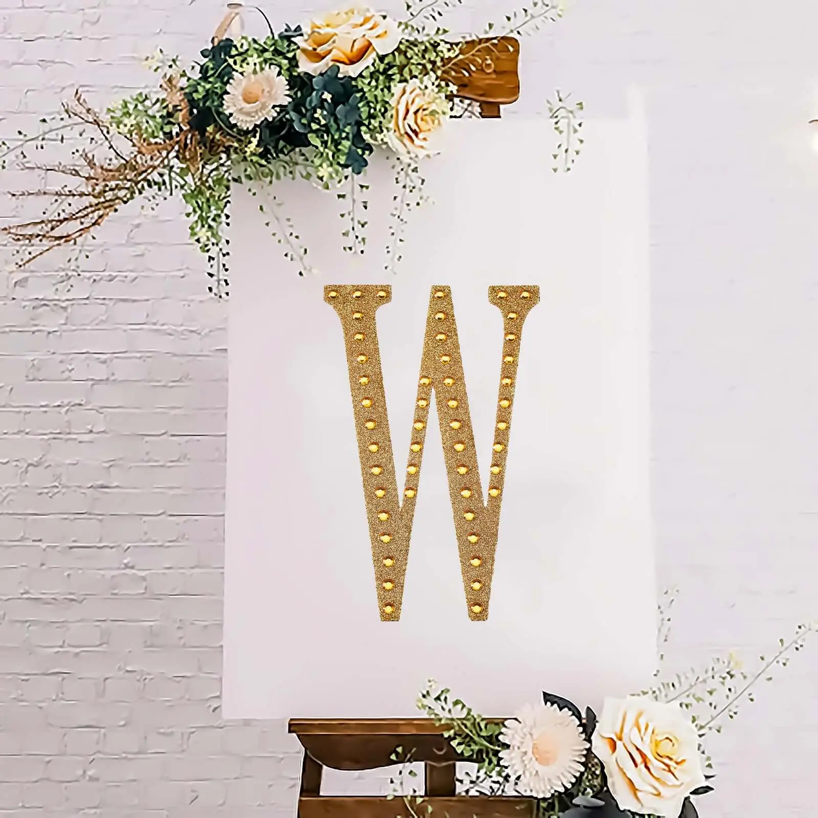 8 inches Gold Glitter Letter W Decorative Rhinestone Decal Sticker - Peel & Stick Adhesive Decals for DIY Craft Embellishments (Toys & Hobbies, Scrapbooking & Stamping)