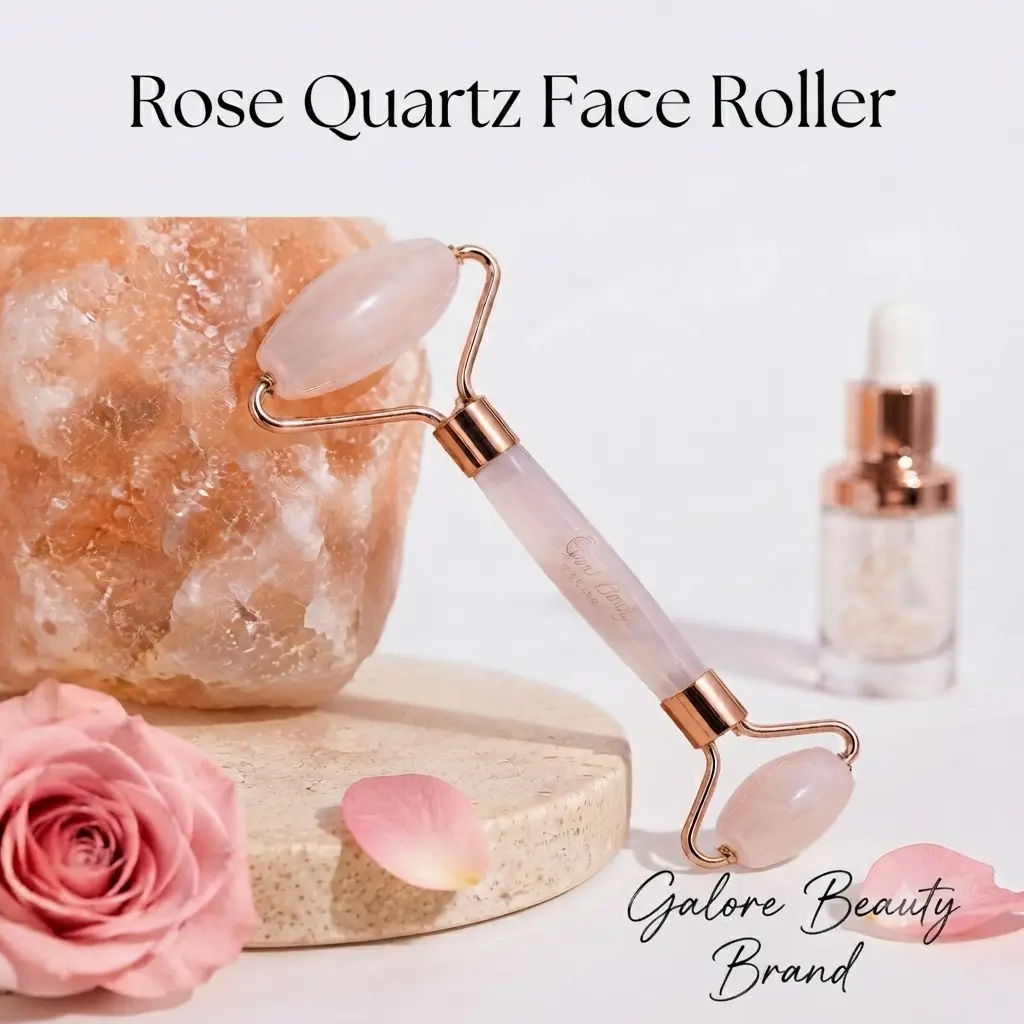 Rose Quartz Face Roller – Facial Massage Roller for Skincare Routine, Cooling Beauty Tool for Face & Neck, Self Care Essential, Birthday Gift for Women Facial Daily