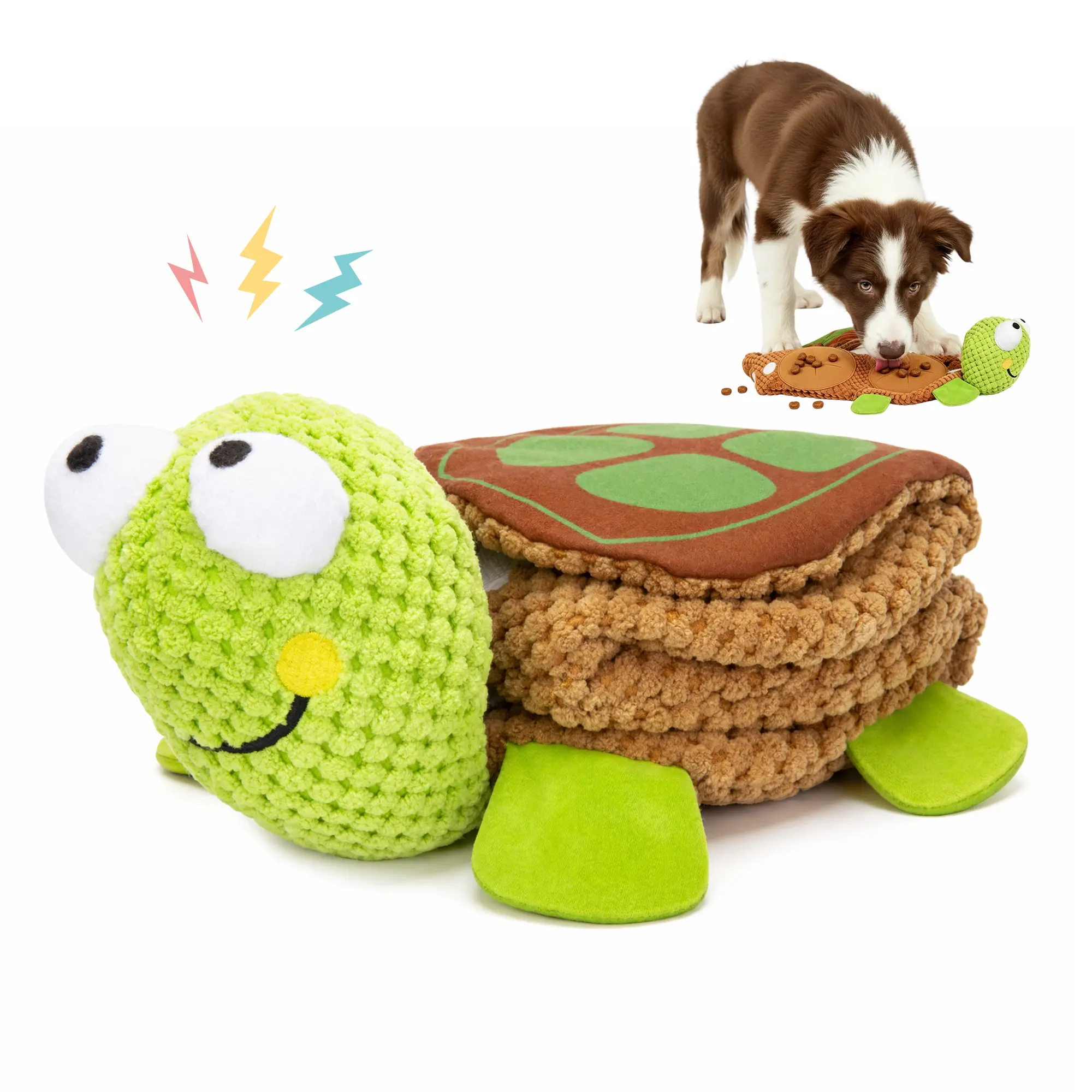 Potaroma Squeaky Turtle Snuffle Mat Dog Puzzle Toy, Foldable Treat Hide Enrichment Chew Toy for Small Medium Dogs Relieve Boredom