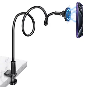 REYGEAK for Magsafe Gooseneck Phone Holder,Magnetic Phone Gooseneck Holder for Bed,Adjustable Phone Stand Mount,Long Arm Phone Stand for Recording fits iPhone 15 Pro Max Plus 14 13 12