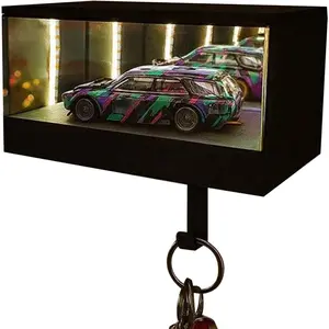 Car Garage Key Holder, Keychain Organizer with LED Light, Wall Mount Key Hanger for Car, Home, Apartment, Office Entryway Mail, Convenient Visibility, Cars Garage Keys Holder for Door Organization