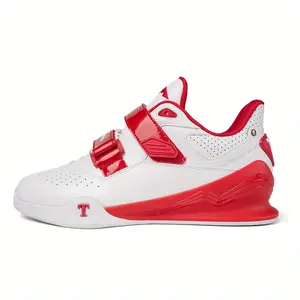 LISM Men'S Red & White Weightlifting Boxing Training Shoes - Non-Slip EVA Sole, Breathable Fabric Upper, Ankle Support for Squats, Deadlifts & Gym Workouts, Boxing Shoes, Squat Stability Footwear, Modern Sneakers, Durable Footwear