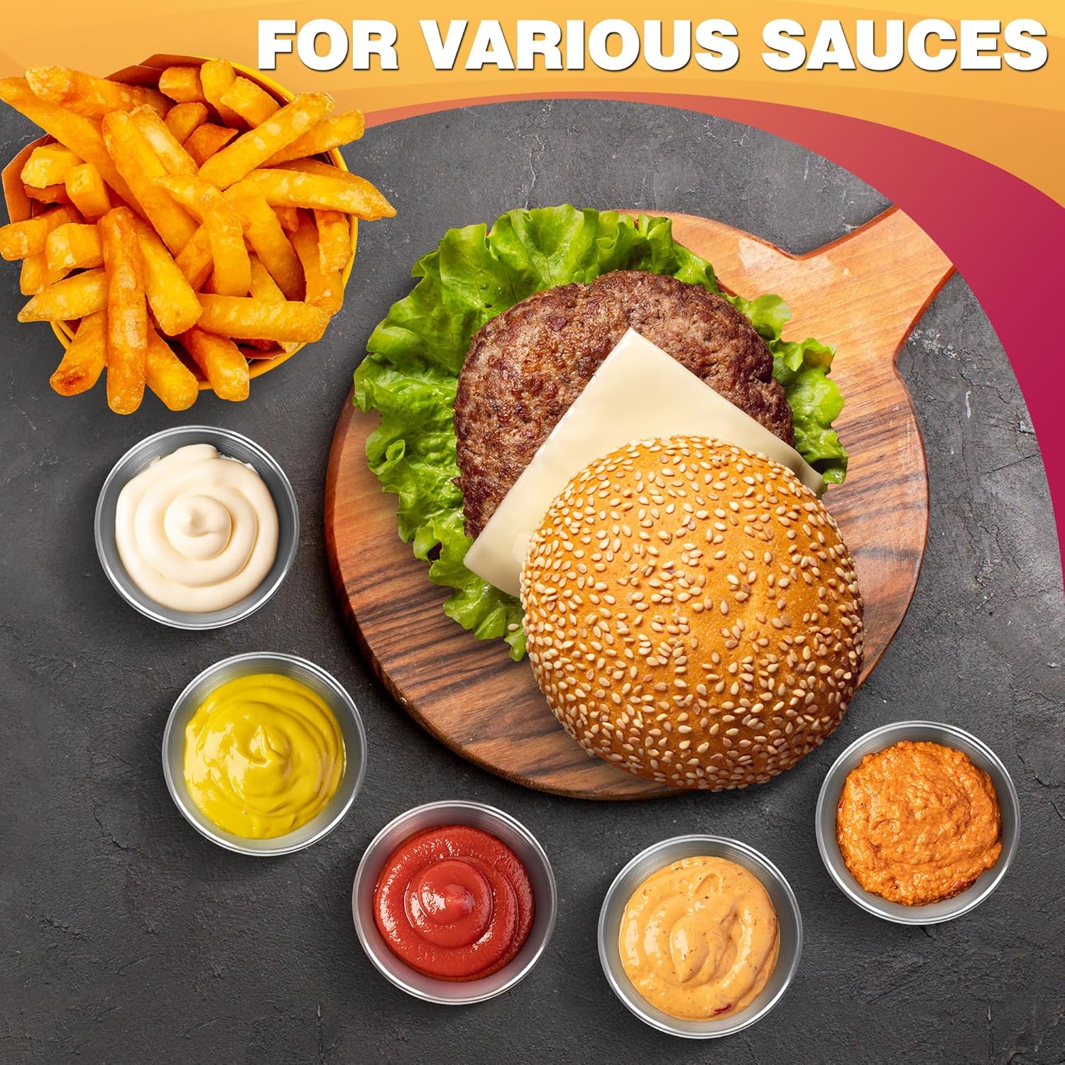12 Pcs Dipping Sauce Cups – 2.5 Oz Dip Cups with Stackable Design & 2.3″ Diameter, Precision Capacity for Portion Control – Durable Stainless Steel Build, Suited for Hot & Cold Sauces Drinkware