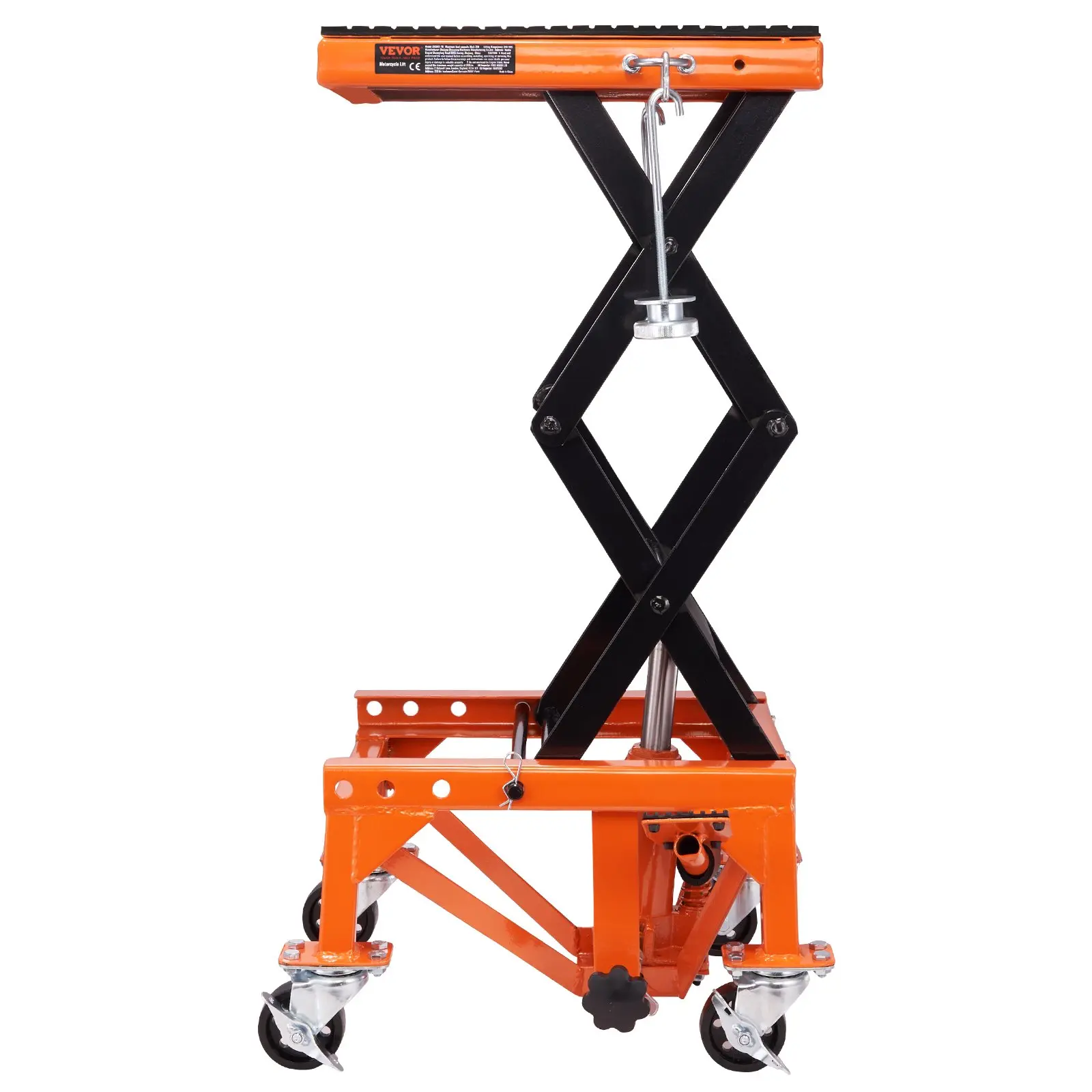 【summerfinds】VEVOR Hydraulic Motorcycle Lift Table, 350 LBS Capacity Motorcycle Scissor Jack Lift with Wide Deck, J-hooks, 4 Wheels, Hydraulic Foot-Operated Jack Stand for ATV Dirt Bikes