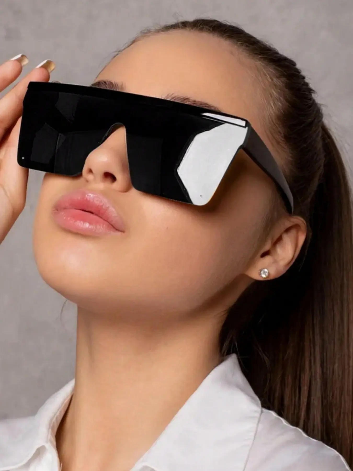 Women's Large Frame Sunglasses, Stylish Sunglasses, Fashionable High-End Look, Face-Framing, Beach Accessory, Y2K Music Festival, Summer Vacation, Outdoor Travel, College Style, Square Frame Sunglasses