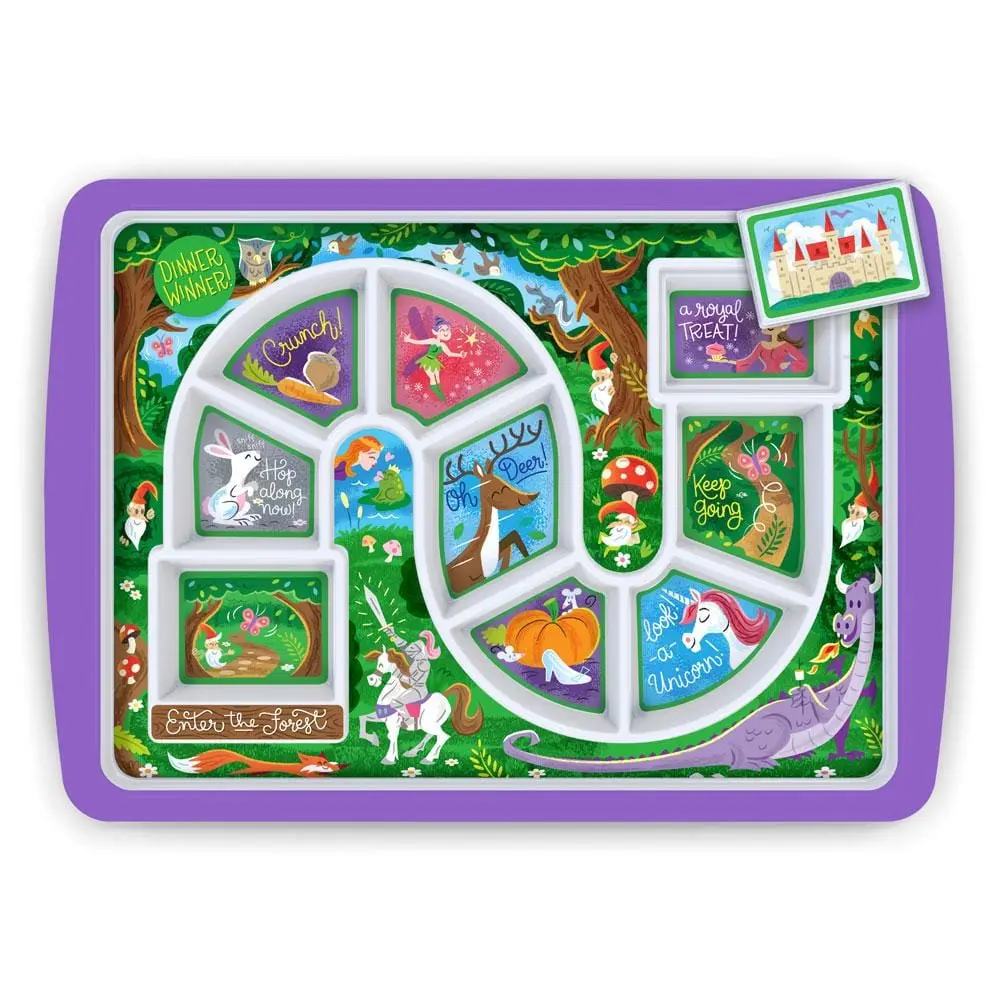 DINNER WINNER Enchanted Forest Game Plate - Gamified Mealtime Solution for Picky Eaters, Reward-Based Feeding Tray for Kids