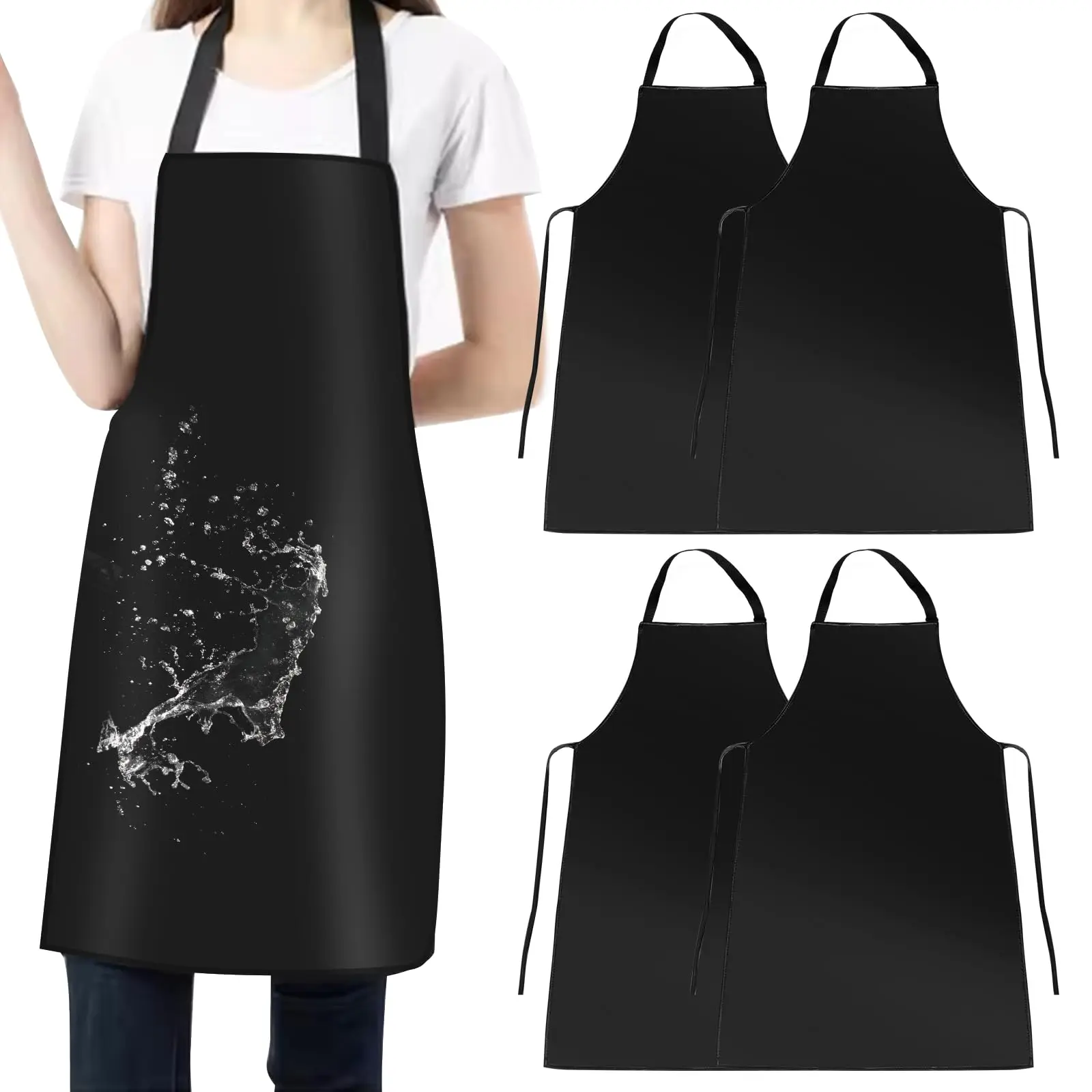 4 Pack Waterproof Aprons For Dishwashing Vinyl Adjustable Dishwasher Apron Heavy Duty Women And Men Plastic Work Art Salon Butcher Dish
