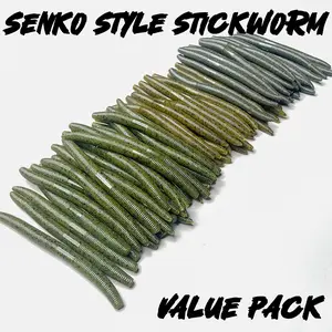 StickWorm, 6", Mega Pack ,Senko Style SoftPlastic Plastic Worm Stick Baits, Multicolor, Artificial Fishing Lure, Ship from FL