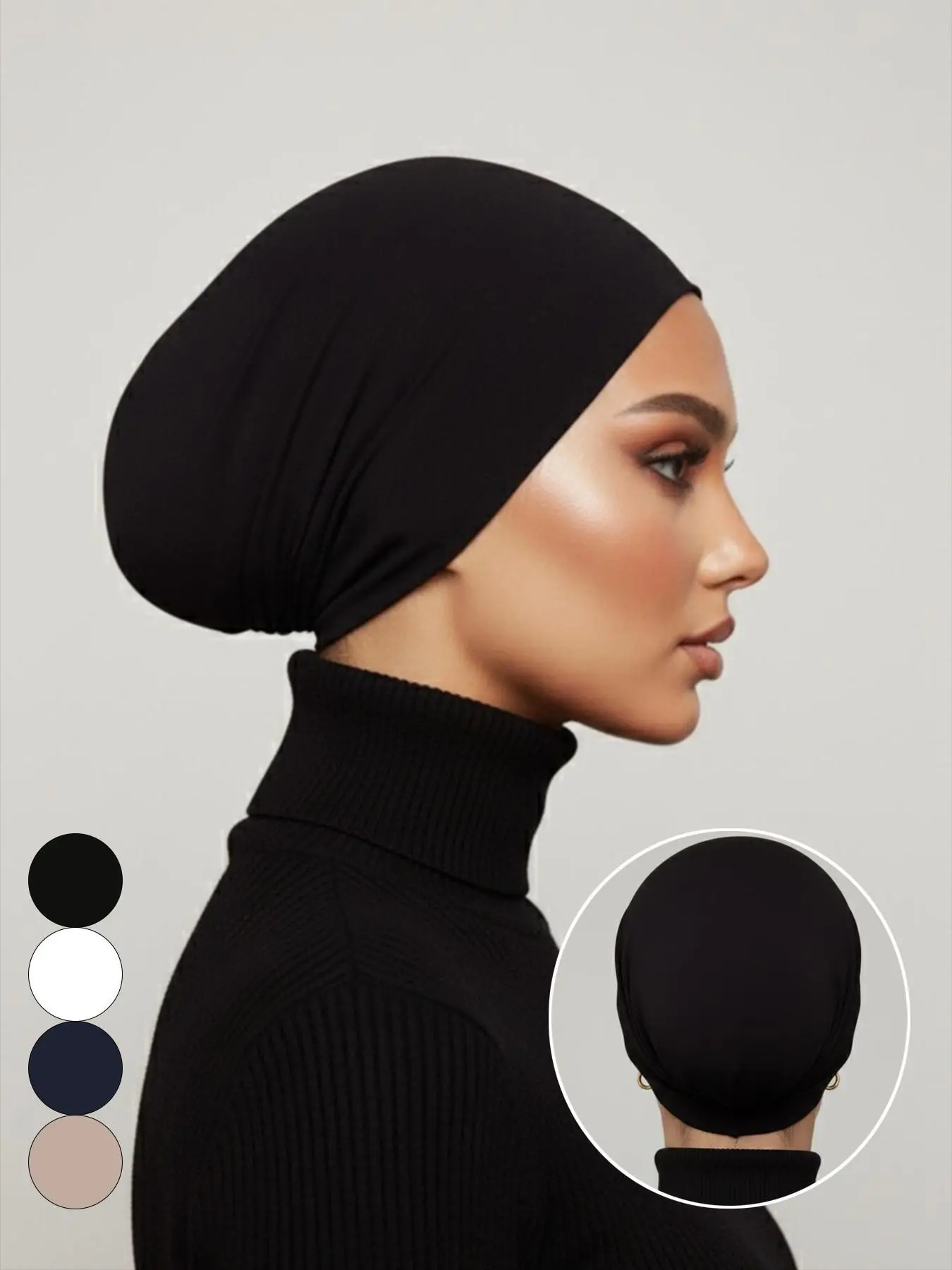 Women's Fashion Clothing Flat Top Jersey Hijab, Solid Color Modesty Muslim Headscarf, Lightweight Breathable Inner Hijab Undercap, Suitable for Abaya, Daily Use, Prayer, All Seasons