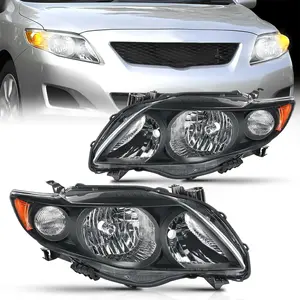 Nilight Headlight Assembly Compatible with 2009 2010 Toyota Corolla XLE/LE/Base Replacement Headlamp Black Housing Amber Reflector Driver and Passenger Side(Not fit S or XRS Trim), Anti-Fog, Hb3/Hb4
