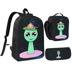 Stylish Alien Design Backpack & Lunchbox Set for Students Professionals & Travelers Ideal for School Work or Leisure