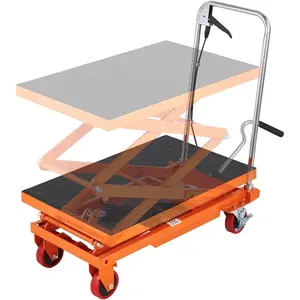 VEVOR Hydraulic Lift Table Cart, 330lbs Capacity 28.5 Lifting Height, Manual Single Scissor Lift Table with 4 Wheels and Non - Slip Pad, Hydraulic Scissor Cart for Material Handling and TransportationVEVOR Super Brand Day