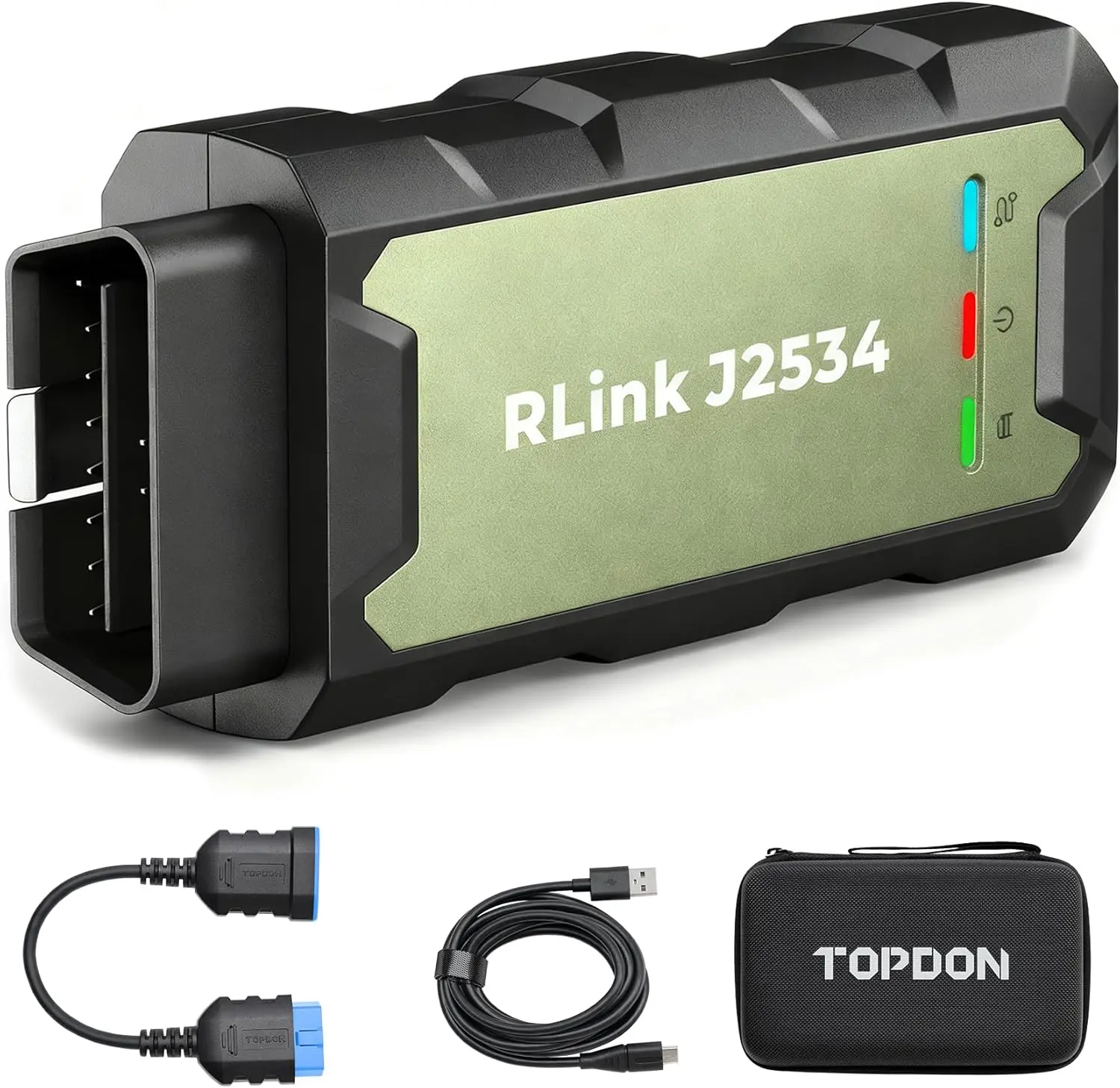 TOPDON RLink J2534 Pass-Thru Programmer, OEM Reprogramming and Diagnostic Tool, Enhanced J2534 VCI, Supports J2534/D-PDU/CAN-FD/DoIP, Compatible with 17+ Vehicle Brands, No OE Software Provided, engine inspection