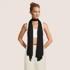 Angela's Accordion Faux Pashmina Scarf - Elegant Black Layering Accessory for Women's Fashion
