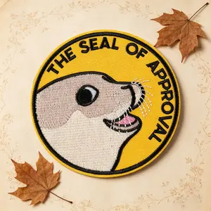 The Seal of Approval Embroidered Patch, Embroidery, Adhesive Iron-On, Suitable for Clothes, Jackets, Hats, Accessories, 1 Piece