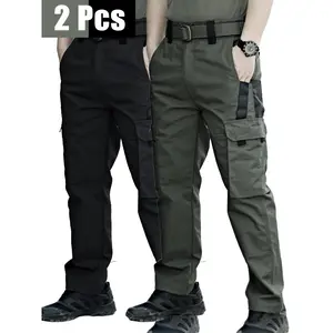 Men'S Tactical Pants in a 2pcs Set, Durable Multi-Pocket Cargo Trousers Designed for Outdoor Construction Work, Hiking, And Trekking (Without a Belt)