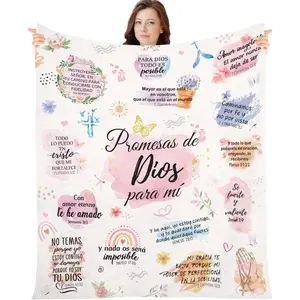 Spanish Christian Gifts For Women - Christian Throw Blanket Religious Inspirational Gifts For Women Scripture Faith Birthday Christmas Baptism Gifts For Girls Mom Sister Friend 60 X 50 Inches