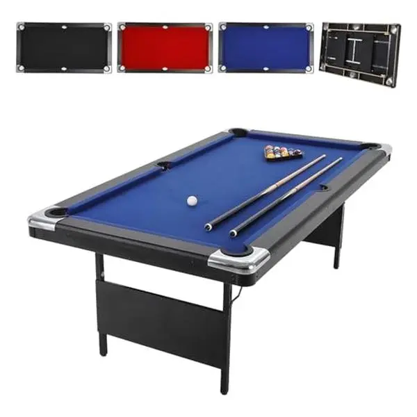 7 Foot Foldable Pool Table, Portable Billiards Table, No Assembly， Blue-7FT