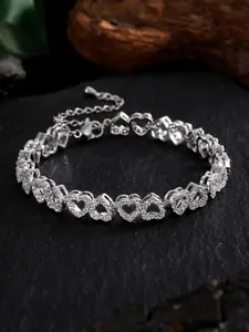 Elegant Women's Bracelet with Heart Cutout Design, Imitation Diamond Decorations, Fashion Jewelry Gift, Delicate Accessory for Her, Fashionable Bracelet