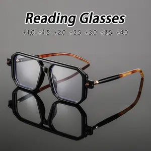 Men's PC Square Frame Bi-Focal Reading Glasses +1.0-4.0 Diopter, Clear Vision Eyewear for Book Reading Computer Work Office Bifocal Eyeglasses