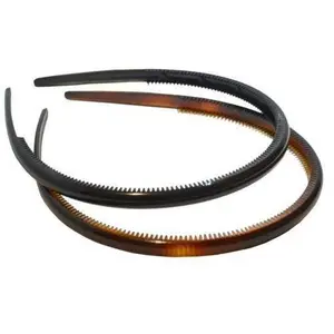 Parcelona French Thin Shell and Black Inner Teeth Nibs Hair Headband 2 Pcs