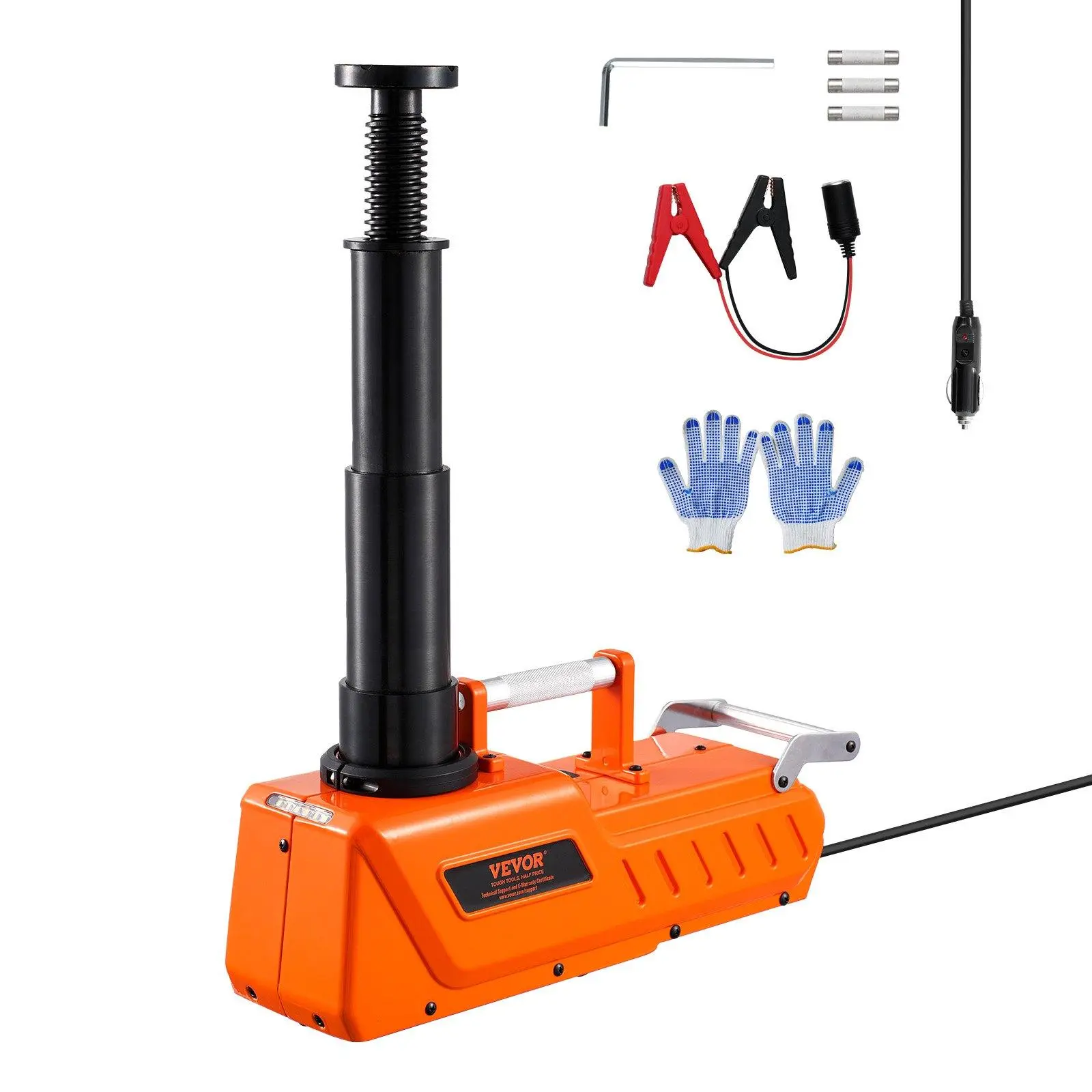 【DealsForYouDays】VEVOR Electric Hydraulic Car Jack, 15 Tons /33000 lbs, Adjustable Height 7.9-20.5 in Electric Jack with High Load Capacity, 12V Dual-Powered Tire Change Replacement with LED Light, Portable Jack kit