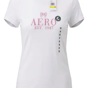 This Aeropostale Aero Bow Logo Graphic Tee is crafted with a jersey knit fabric featuring a mix of cotton and recycled polyester.  Size M
