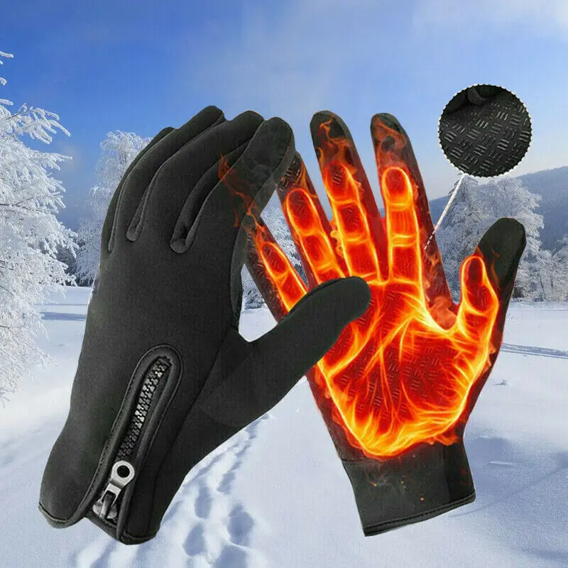 Men's & Women's Winter Sports Gloves - Extreme Cold Weather, Touch Screen Texting, Thermal Soft Lining, Conductive Leather, Biker Style, Abrasion Resistant, Durable, for Running, Extreme Cold Weather Gloves