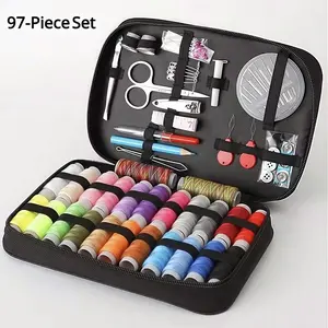 97-Piece large  Sewing Kit, Needle and Thread Set  for Home Handicraft, Portable Sewing Supplies Box with Plastic & Fabric Case – For Women Men Travelers Home Gift durable organizer