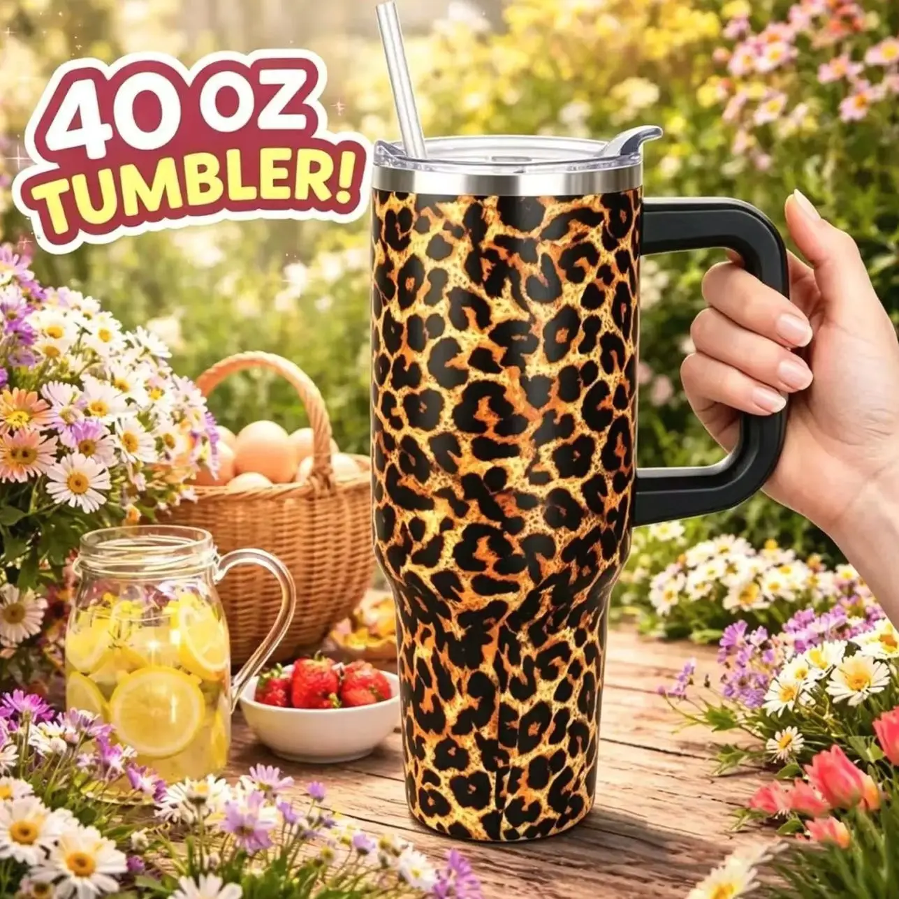 SYACOT 40oz BPA-Free Vacuum Insulated Stainless Steel Tumbler - Leak-Proof Cold Flask with Straw & Handle, Portable Graduation Gift for Teens, Colorful Double-Wall Washable Reusable Kitchenware Drinkware, Vacuum Insulated Tumbler