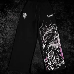 Men's Dark Style Sports Sweatpants Personalized Printed Straight-leg Sweatpants Suitable for Running Fitness Daily Wear quick-dry breathable stretch fabric geng  outfit