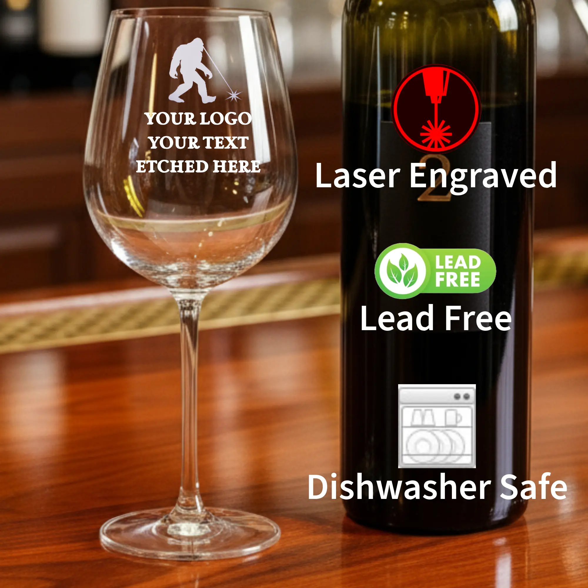 16oz Wine Glass with Custom Laser Etching