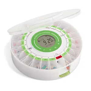 LiveFine Automatic Pill Dispenser for Seniors with LCD Display, Sound & Light Alerts, 21 Compartments, Key Lock, Removable Cups