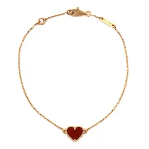 Pre-owned Van Cleef & Arpels Sweet Alhambra Heart Bracelet 18K Rose Gold with Carnelian by Rebag