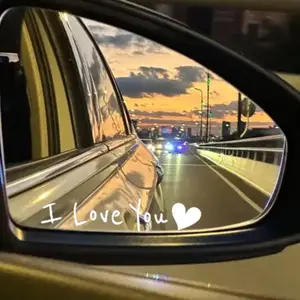 4PCS/SET "I Love You" Romantic Confession Sticker, Decal For Cars, Automobile Decals, Suitable for Car Rearview Mirror/Window, Black-White Contrast + Heart Element Design, Waterproof & Wear-Resistant, Inject a Romantic Vibe into Your Ride