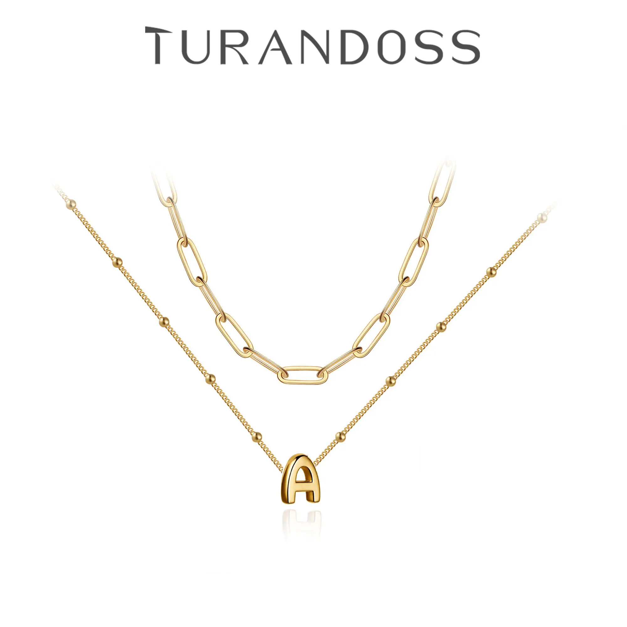 Turandoss Women's Dainty Initial Necklace Set - Hypoallergenic, Fashionable, Exquisite Layered Paperclip Chain Choker, Personalized Pendants, Mothers Day Gift Ideas, Exquisite Jewelry Gift for Birthdays summerwins