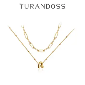 Turandoss Dainty Initial Necklaces - Trendy Layered Pendants for Women, Personalized Choker with Paperclip Chain, Birthday & Anniversary Gifts, Christmas gifts