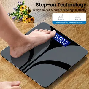 Weight Scale with Clear LED Display Panel, Temperature and Weight Measurement, Modern Bathroom Design, Aaa Battery Powered, Body Weight Scale