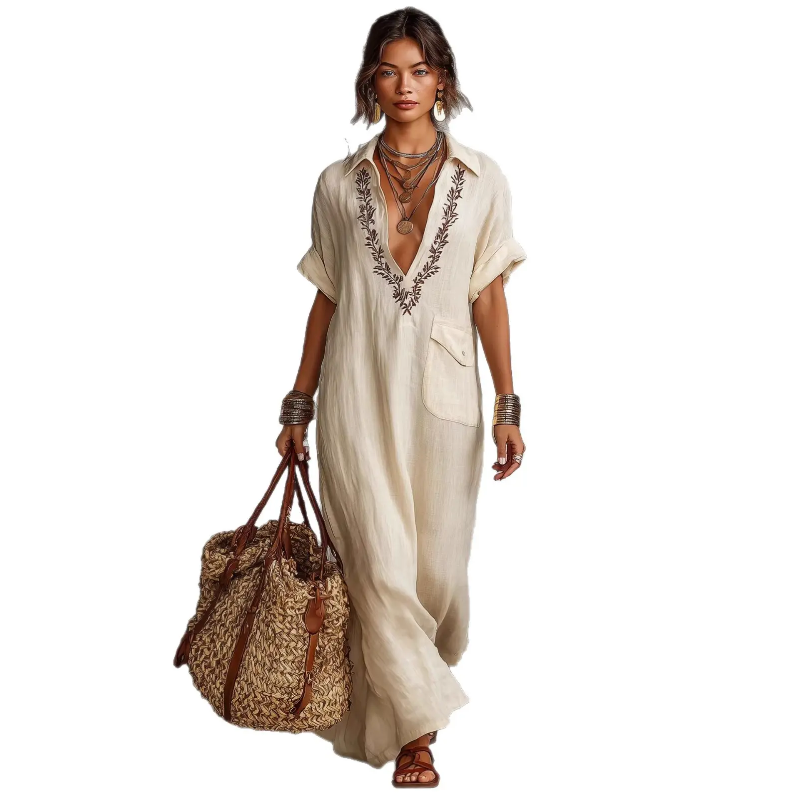 white christmas dresses Final Sale Plus Size Long Sleeve Casual Loose Pocket Dress in Orange – Chic  And Curvy main image 1