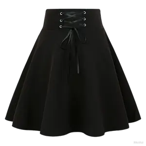 IDEALSANXUN Women's Gothic Plaid Skirt A Line Adjustable High Waisted Lace Up Tie Front Zipper Closure Above Knee Length Mini Skater Cute Kawaii Pleated Corset Alt Clothes Grunge Clothes Kilt for Women Dark Academia Clothing Cargo  gospinny skirt magic