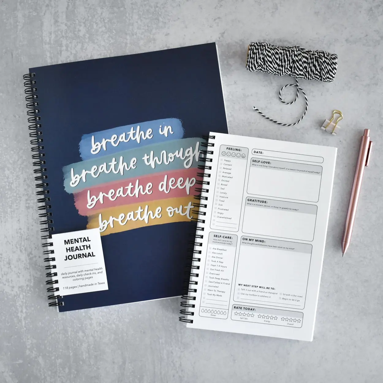 Breathe In Breathe Out Mental Health Journal - Daily Therapy Notebook and Anxiety Tracker - Guided Wellness Journal Mindfulness Weekly Planner Insightful Reflect