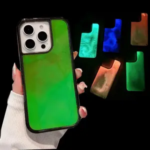 Glowing Transparent Liquid Sand Phone Case, for Smartphone, Shockproof Phone Protective Cover, Protector, Phone Accessory Compatible with iPhone 16 Pro Max 15 14 13 12 Pro Max, Casing