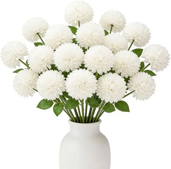12 Pcs Realistic Silk Artificial Chrysanthemum Balls - Nature-Inspired Plants Flowers, 11 in Specialty Kitchen Decor Accent, No Fade, No Water Needed, Vase Not Included