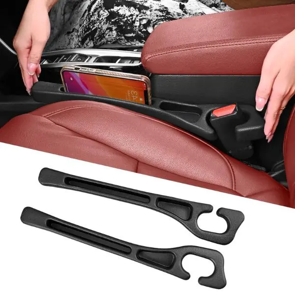 1 Pair High-Quality Material Waterproof Car Organizers, Universal Seat Gap Filler, Front Center Console Storage Box, Non-Slip Interior Caddy Pocket for Phone/Keys/Cards (Black) - Car Accessories, #Summervibes