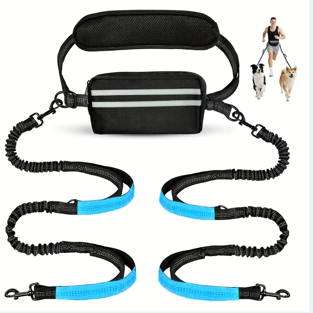PiPiDoDo Hands-Free Dog Harness & Leash Combo with Detachable Waist Bag, Cushioned Pad - Shock-Absorbing, No Waist Pain Design for Single Dog (Ideal for Running, Walking)