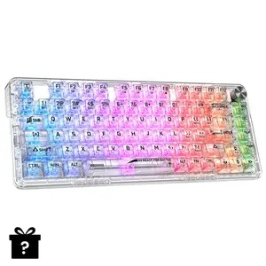 Risophy three-mode fully transparent matte mechanical keyboard, hot-swappable, 81-key rgb cool lighting, suitable for pc/mac/computer