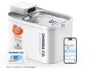 OMNIRA Dishwasher Safe Cat Water Fountain - 101oz/3L Cordless Automatic Cats Drinking Fountain with Motion Sensor - Smart App Control & Stainless Steel Tray for Dogs & Cats - Ultra-Quiet Design