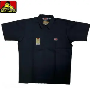 Ben Davis Short Sleeve Solid 1/2 Zip Shirt Mens Casual Street HipHop Menswear Top Classic Streetwear Tropical Chainsaw Black