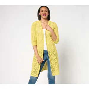 Joan Rivers Open-Front Crochet Duster Sweater